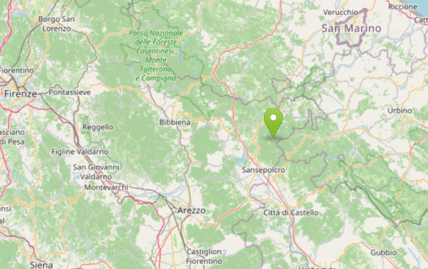 L'epicentro della scossa mappa